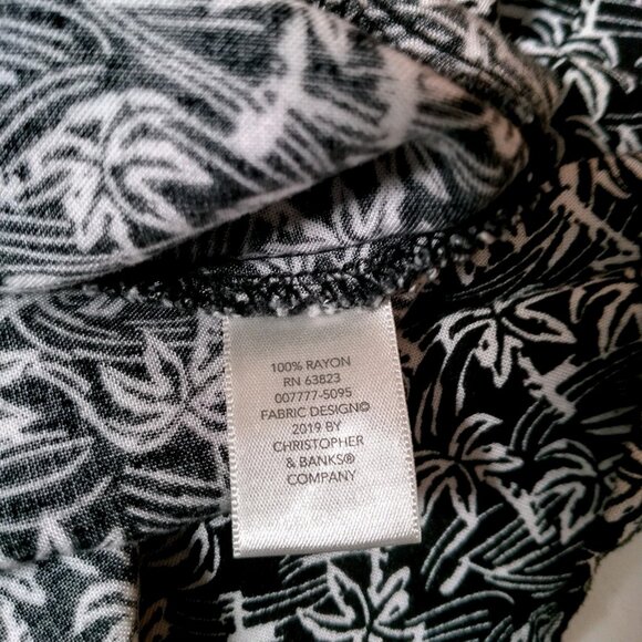 CJ Banks Skirt Plus Size 24 Midi Rayon Black White Palm Trees Tropical Beach Sun - Picture 5 of 9